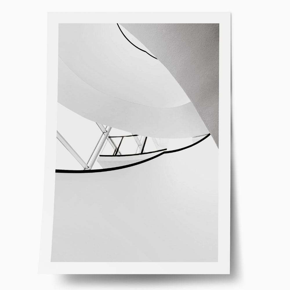 Poster BLACK AND WHITE ARCHITECTURAL SPIRAL STAIRCASE 4