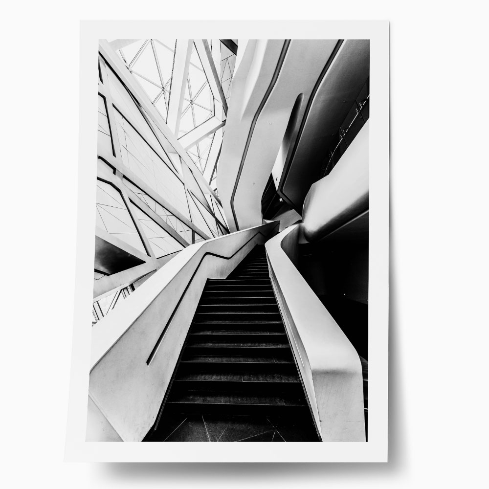 Poster BLACK AND WHITE ARCHITECTURAL STAIRCASES