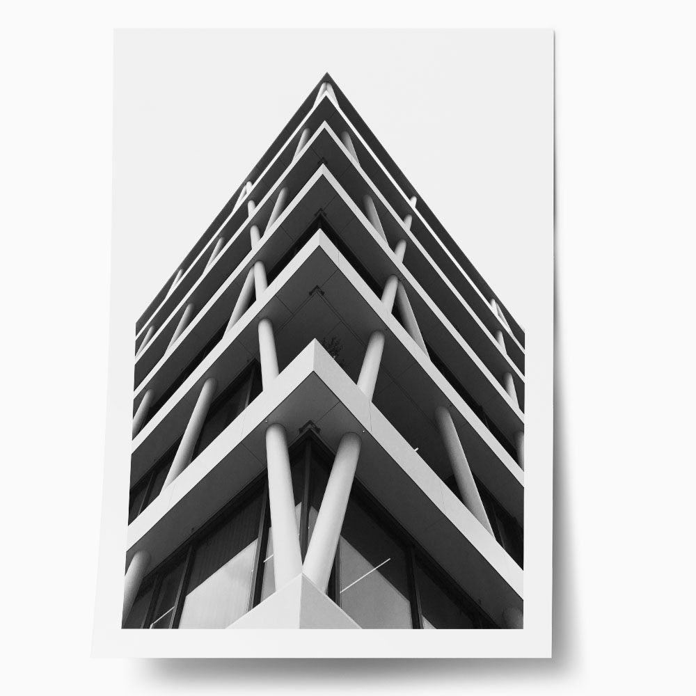 Poster BLACK AND WHITE ARCHITECTURAL STEEL NET FACADE