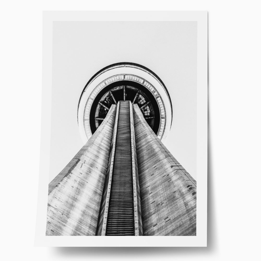 Poster BLACK AND WHITE ARCHITECTURAL TOWER VANTAGE POINT