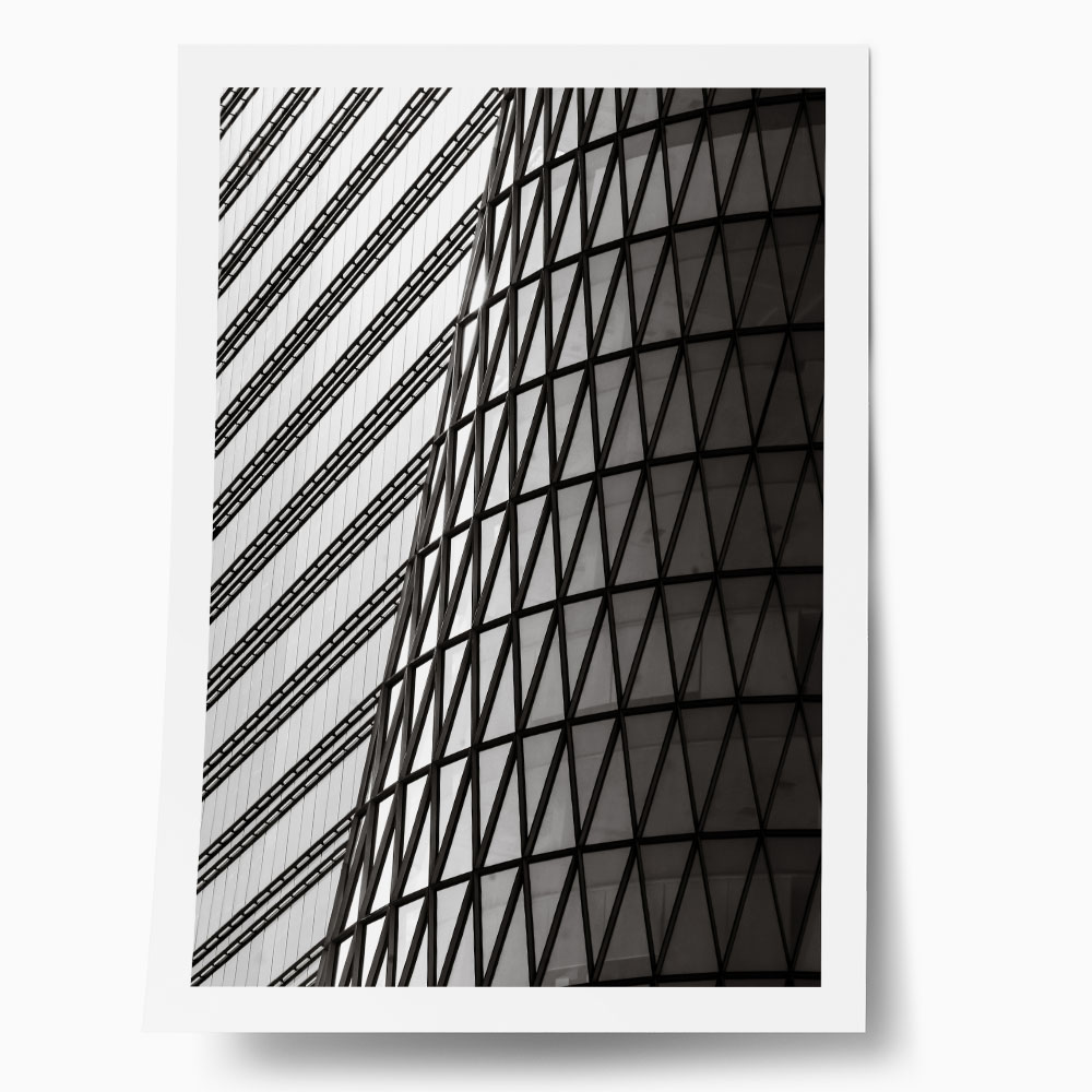 Poster BLACK AND WHITE ARCHITECTURAL TRIANGLE FACADE