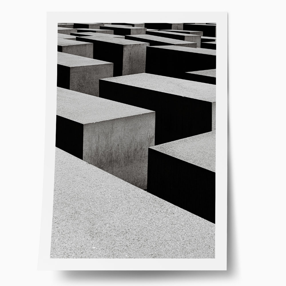 Poster BLACK AND WHITE ARCHITECTURAL TRIANGULAR SUNSHADES GEOMETRIC BOX STRUCTURES