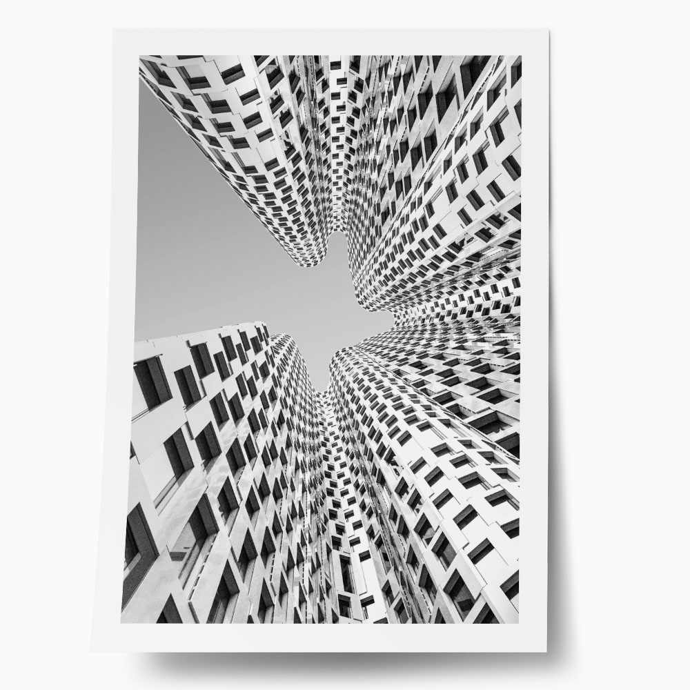 Poster BLACK AND WHITE ARCHITECTURAL URBAN GEOMETRIC SYMMETRY