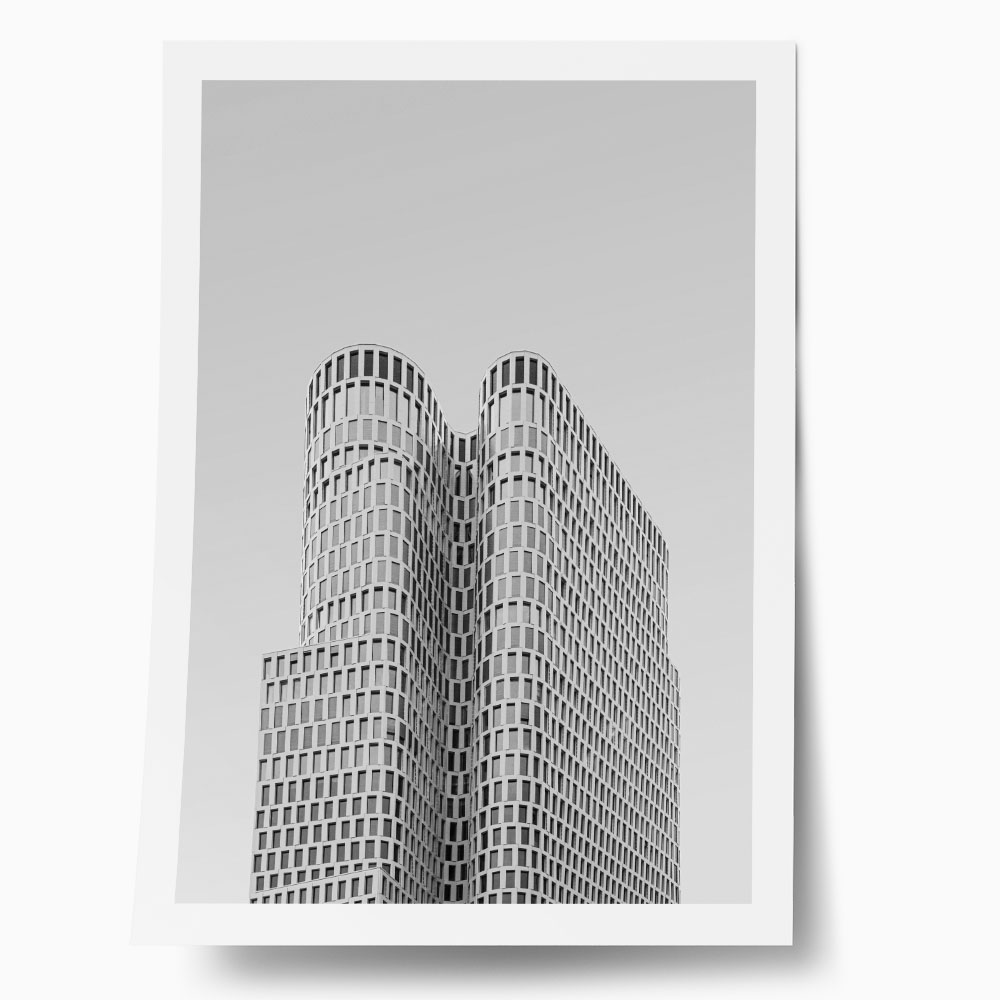 Poster BLACK AND WHITE ARCHITECTURAL WAVY FACADE