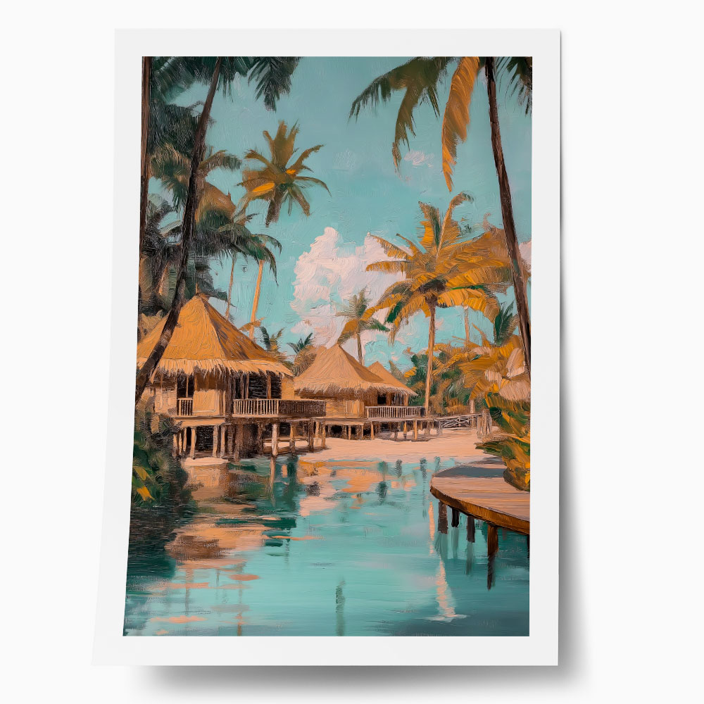 Poster VINTAGE PASTEL BEACH HOUSES