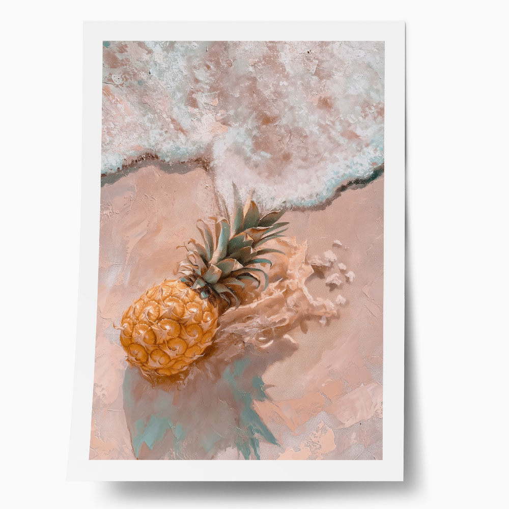 Poster VINTAGE PASTEL BEACH PINEAPPLE