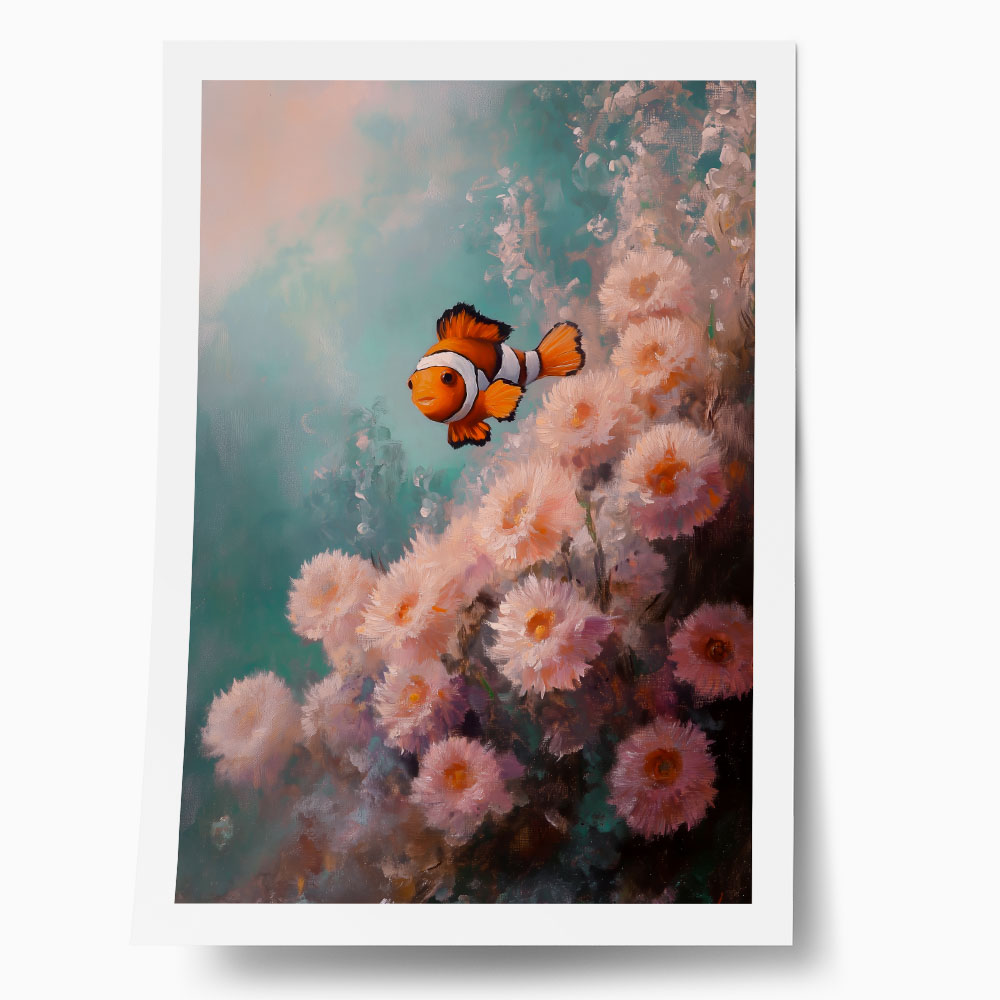 Poster VINTAGE PASTEL CLOWN FISH