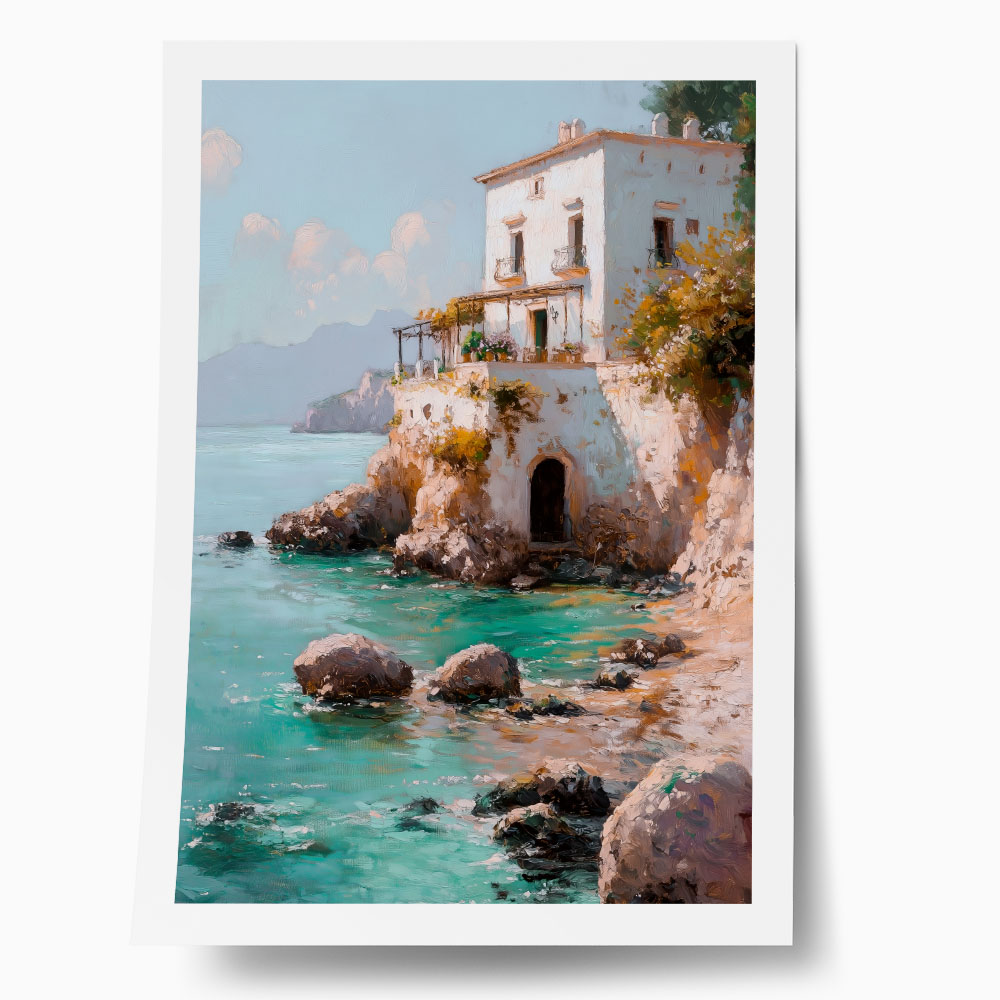 Poster VINTAGE PASTEL COASTAL HOUSE 2