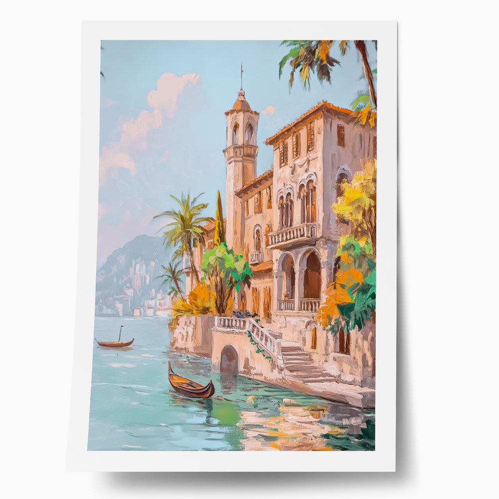 Poster VINTAGE PASTEL COASTAL HOUSE