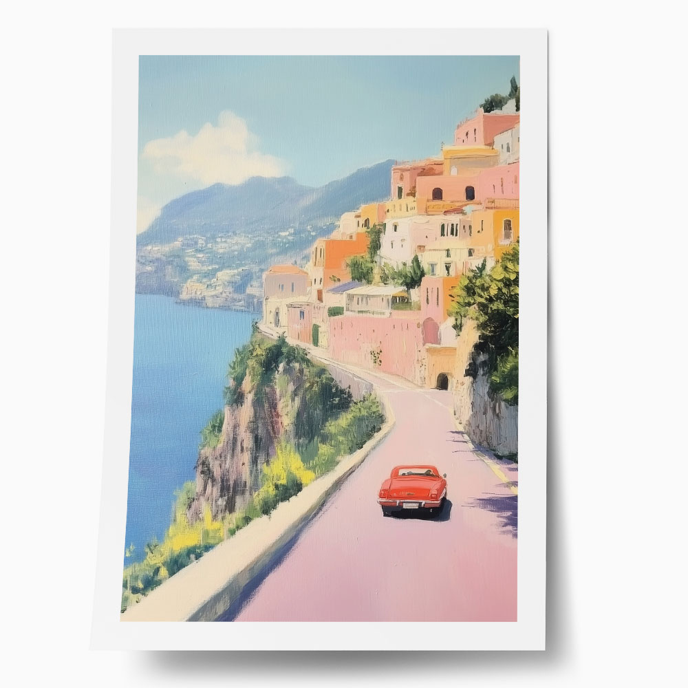Poster VINTAGE PASTEL COASTAL ROAD