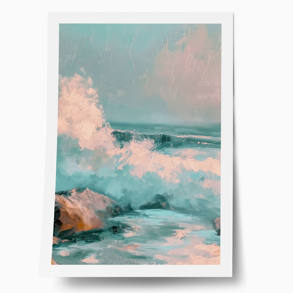 Poster VINTAGE PASTEL COASTAL WAVES 3