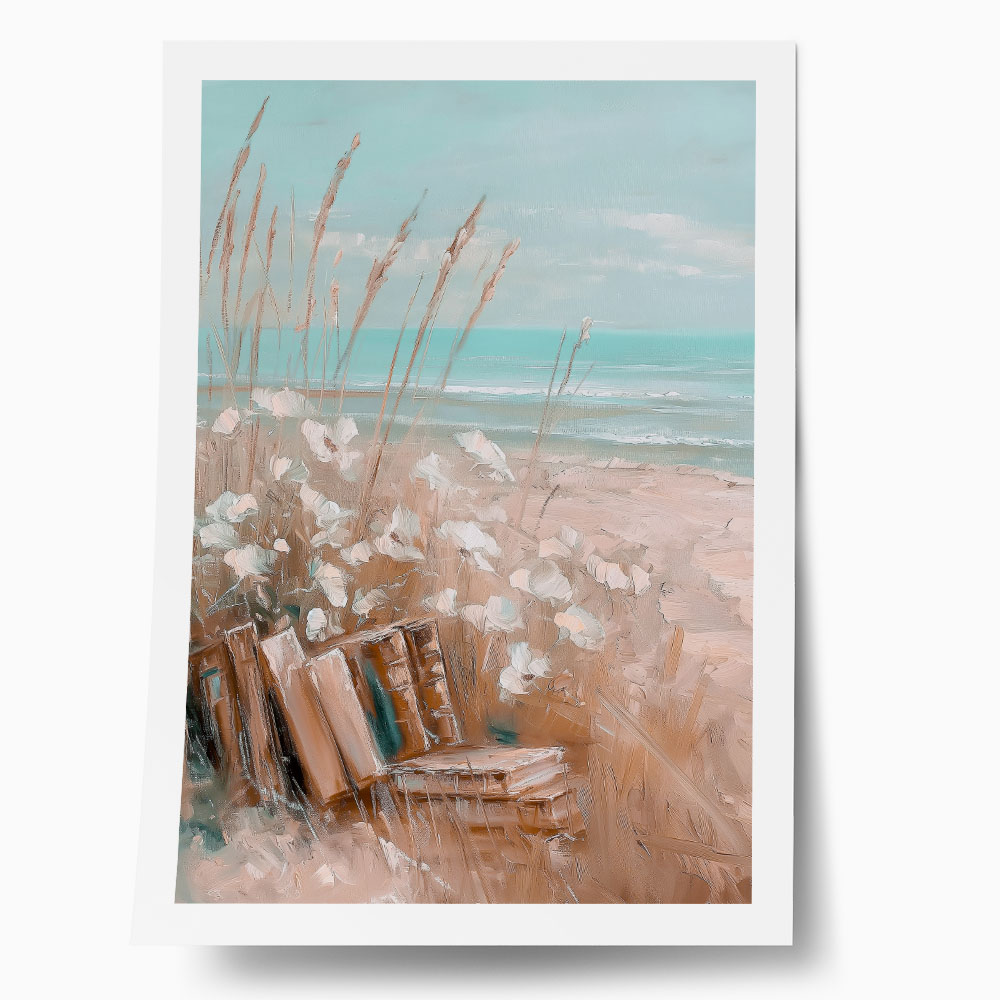 Poster VINTAGE PASTEL COASTAL WAVES BEACH BOOKS 4