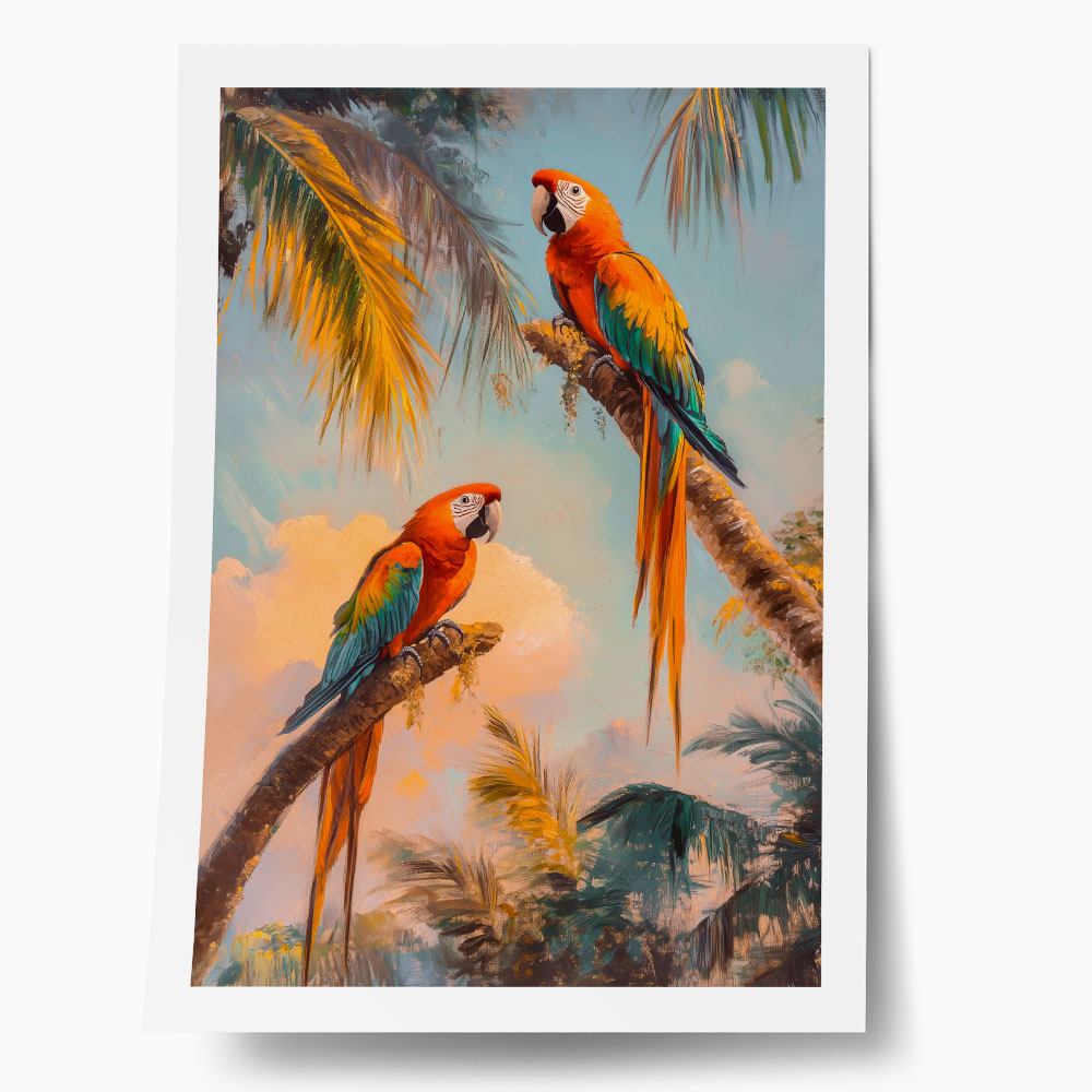 Poster VINTAGE PASTEL PARROTS