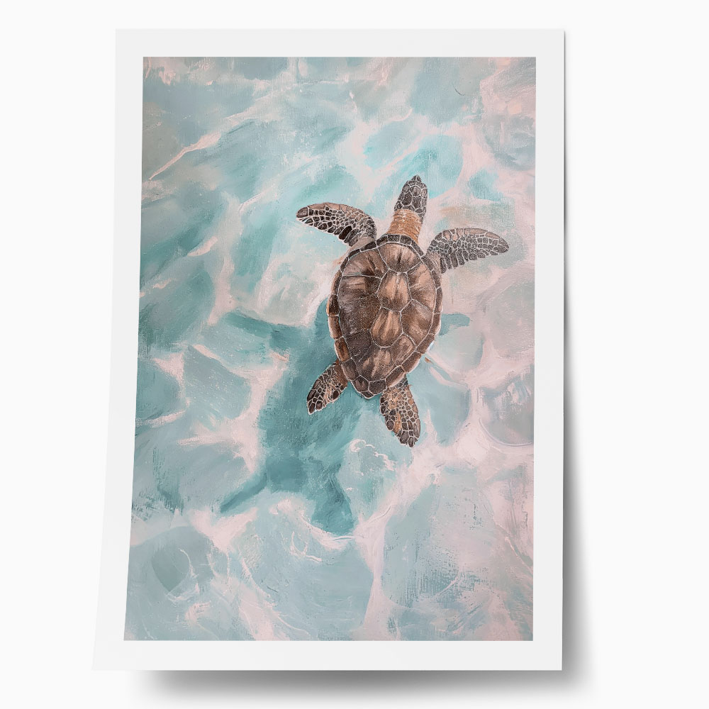Poster VINTAGE PASTEL SEA TURTLE