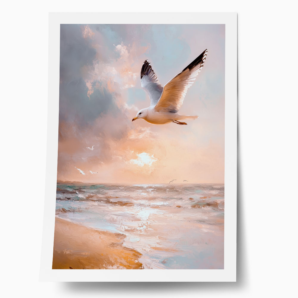 Poster VINTAGE PASTEL SEAGULL
