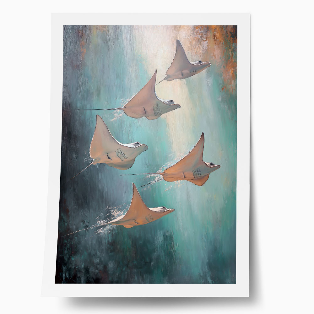 Poster VINTAGE PASTEL STINGRAYS 2